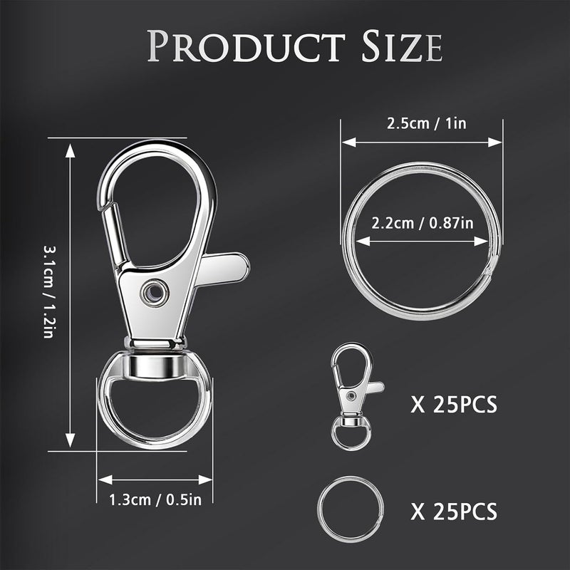 Bonison 50 PCS Keychain Making Kit with Lobster Claw Clasps & Key Rings – Keychain Clip with Key Ring Craft Supplies for DIY Keychains, Jewelry & Lanyard Projects - Image 2